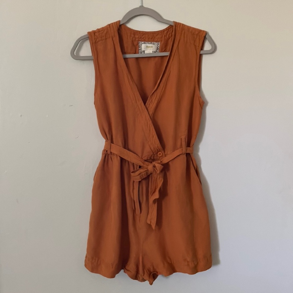 Anthropologie Maeve Mustard Yellow Romper